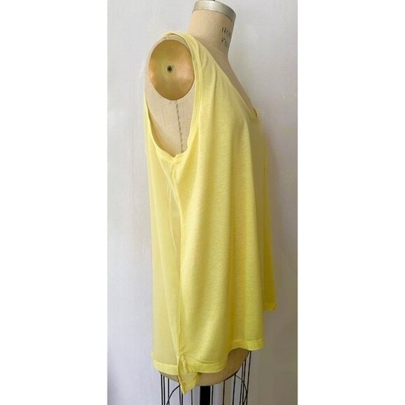 H&M YELLOW MIXED MEDIA CHIFFON TANK TOP L NWT - Picture 2 of 7